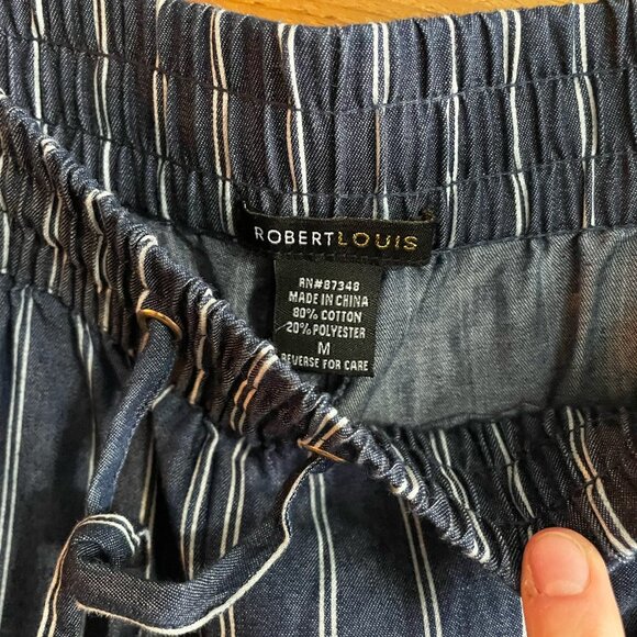 Robert Louis chambray striped jogger Pants Medium - Picture 3 of 10